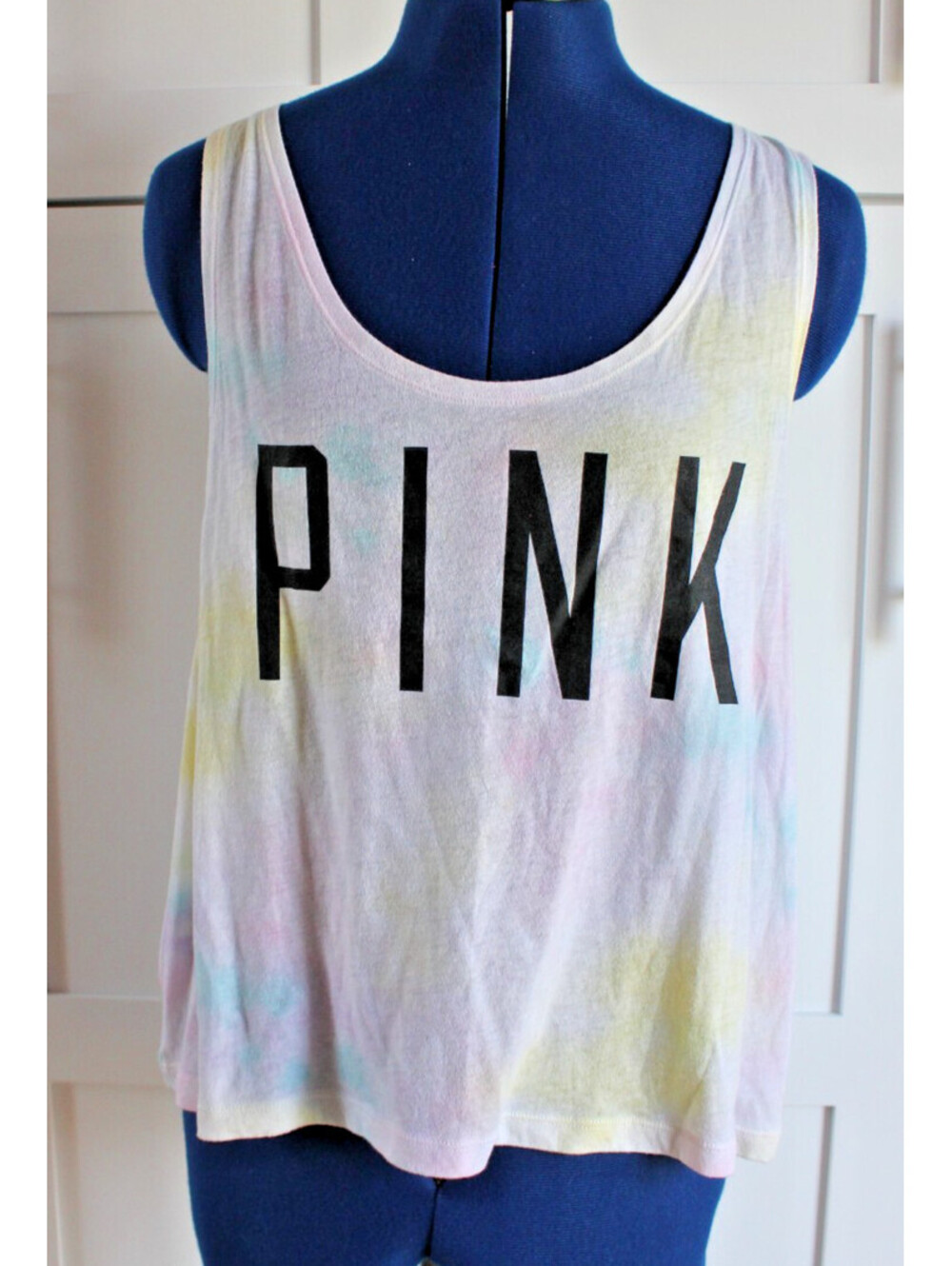 Victoria's Secret Pink Size Large Pastel Tie Dye Drapey Muscle Tank Top